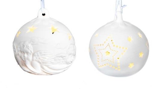 Porcelánová závěsná ozdoba koule LED /žl - Dekorace a domácnost Dekorace Vánoce a Silvestr